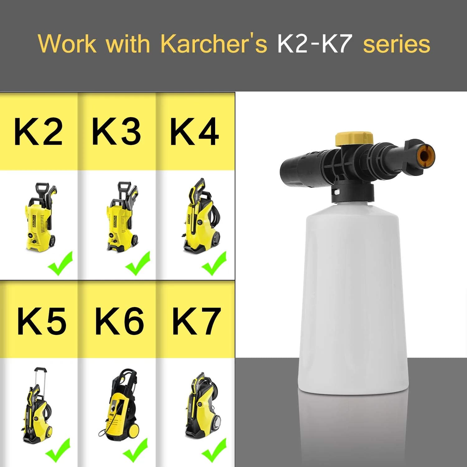 FUNTECK Foam Cannon Lance for Karcher K2-K7 Pressure Washer, 700ml (23.67 Fl Oz) | Creates Thick Foam for Car Washing - view 2