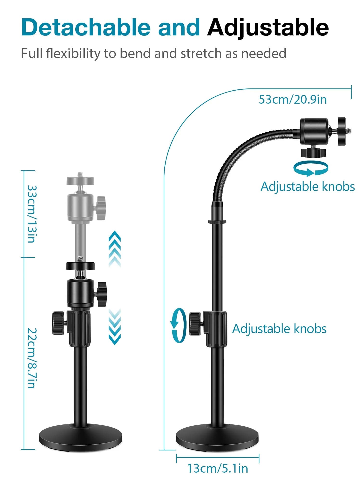 InnoGear Adjustable Webcam Stand with Weighted Base & Gooseneck | 20.9 inch Height (53 cm) - view 4