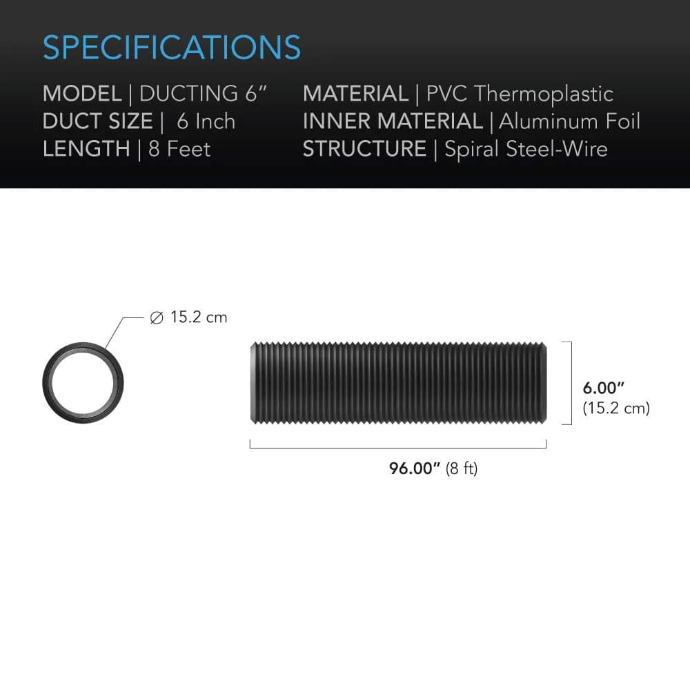 AC Infinity Flexible 6-Inch Aluminum Ducting, 8-Feet Long | Heavy-Duty Four-Layer Protection for HVAC, Dryer, Grow Rooms - view 5