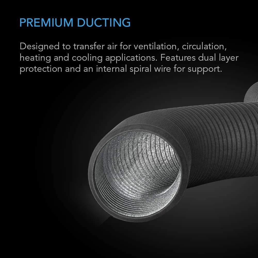 AC Infinity Flexible 8-Inch Aluminum Ducting, 8ft Long with Clamps | Heavy-Duty Ventilation for HVAC, Dryers, Grow Tents - view 2