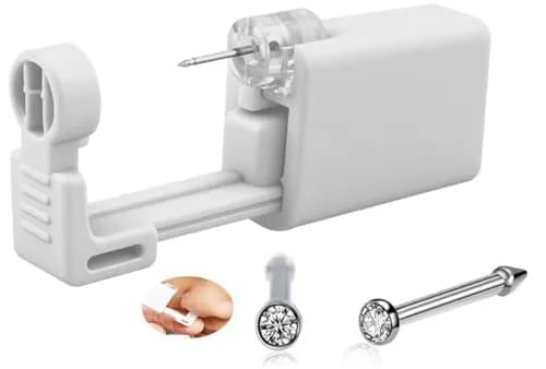 SLVIEKAE Nose Piercing Kit Tool with Cubic Zirconia Stud, White | Single-Use Self Piercing Device (1-Pack) thumbnail 1