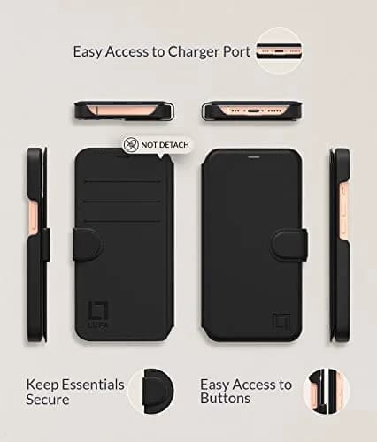 LUPA Legacy iPhone 11 Wallet Case with Card Holder - Black | Slim Faux Leather Flip Cover thumbnail 5