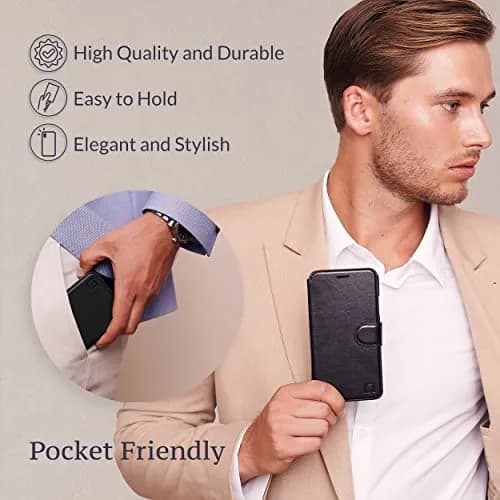LUPA Legacy iPhone 11 Wallet Case with Card Holder - Black | Slim Faux Leather Flip Cover thumbnail 6