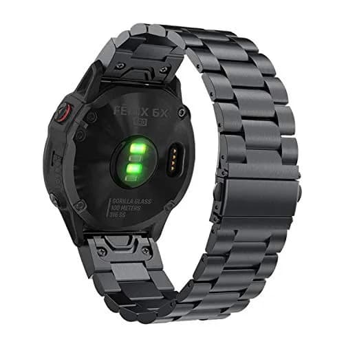 Abanen Stainless Steel Watch Band for Garmin Fenix 8/Tactix 8 51mm, Quick Fit 26mm Metal Wrist Strap | Black, Adjustable thumbnail 1