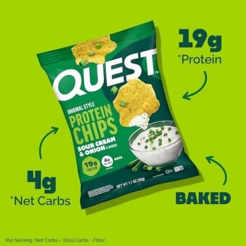 Quest Sour Cream & Onion Protein Chips 1.1oz (32g) Bags | 19g Protein, 4g Net Carbs, Gluten-Free thumbnail 2