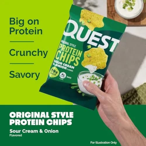 Quest Sour Cream & Onion Protein Chips 1.1oz (32g) Bags | 19g Protein, 4g Net Carbs, Gluten-Free thumbnail 3
