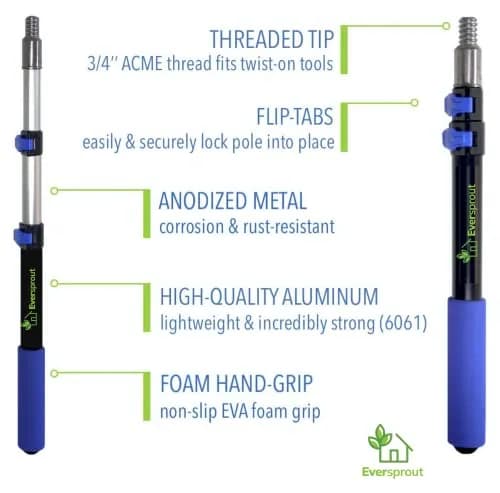 EVERSPROUT Swivel Squeegee & Microfiber Window Scrubber 1.5-3ft Pole | 7-Angle Swivel for Streak-Free Glass thumbnail 7
