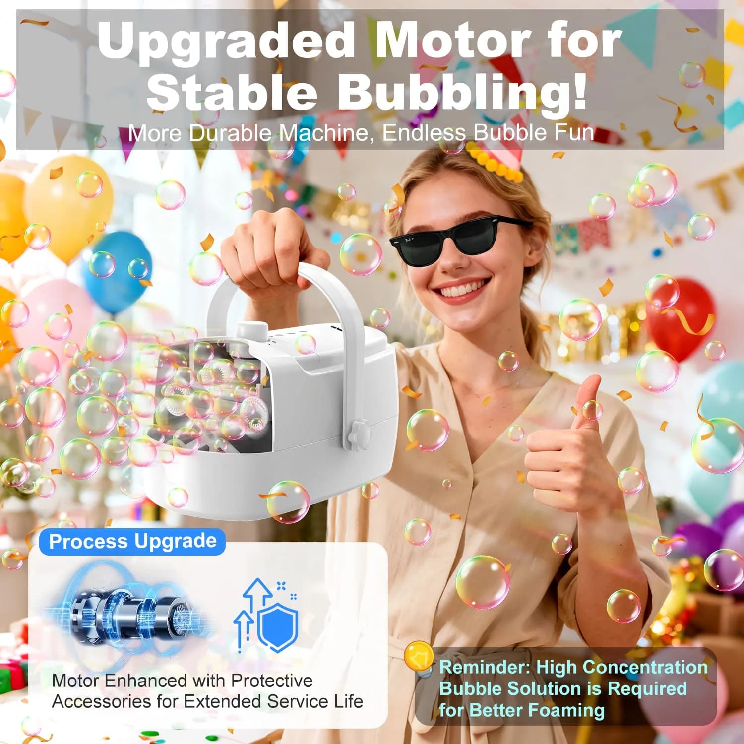 Zerhunt Automatic Bubble Machine 18000+ Bubbles/Min | CPC Certified, Plugin or Battery Operated - view 3