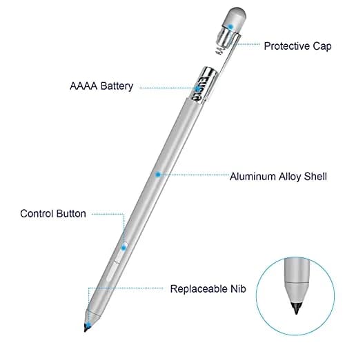 hacey Precision Stylus Pen for Surface Pro 11/10/X/9/8/7/6/5/4/3, 1024 Pressure Levels, Palm Rejection | Aluminum Body, Replaceable AAAA Battery thumbnail 7