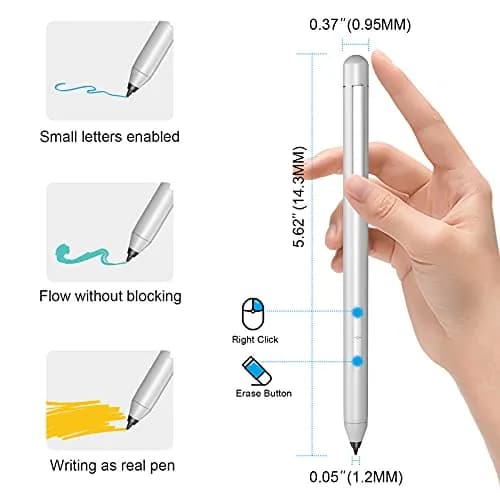 hacey Precision Stylus Pen for Surface Pro 11/10/X/9/8/7/6/5/4/3, 1024 Pressure Levels, Palm Rejection | Aluminum Body, Replaceable AAAA Battery thumbnail 3