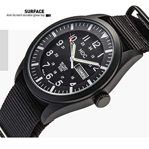 Infantry MDC Mens Military Field Watch 40mm (1.57in) | Stealth Black Nylon Band, 12/24H Time, Day-Date thumbnail 6