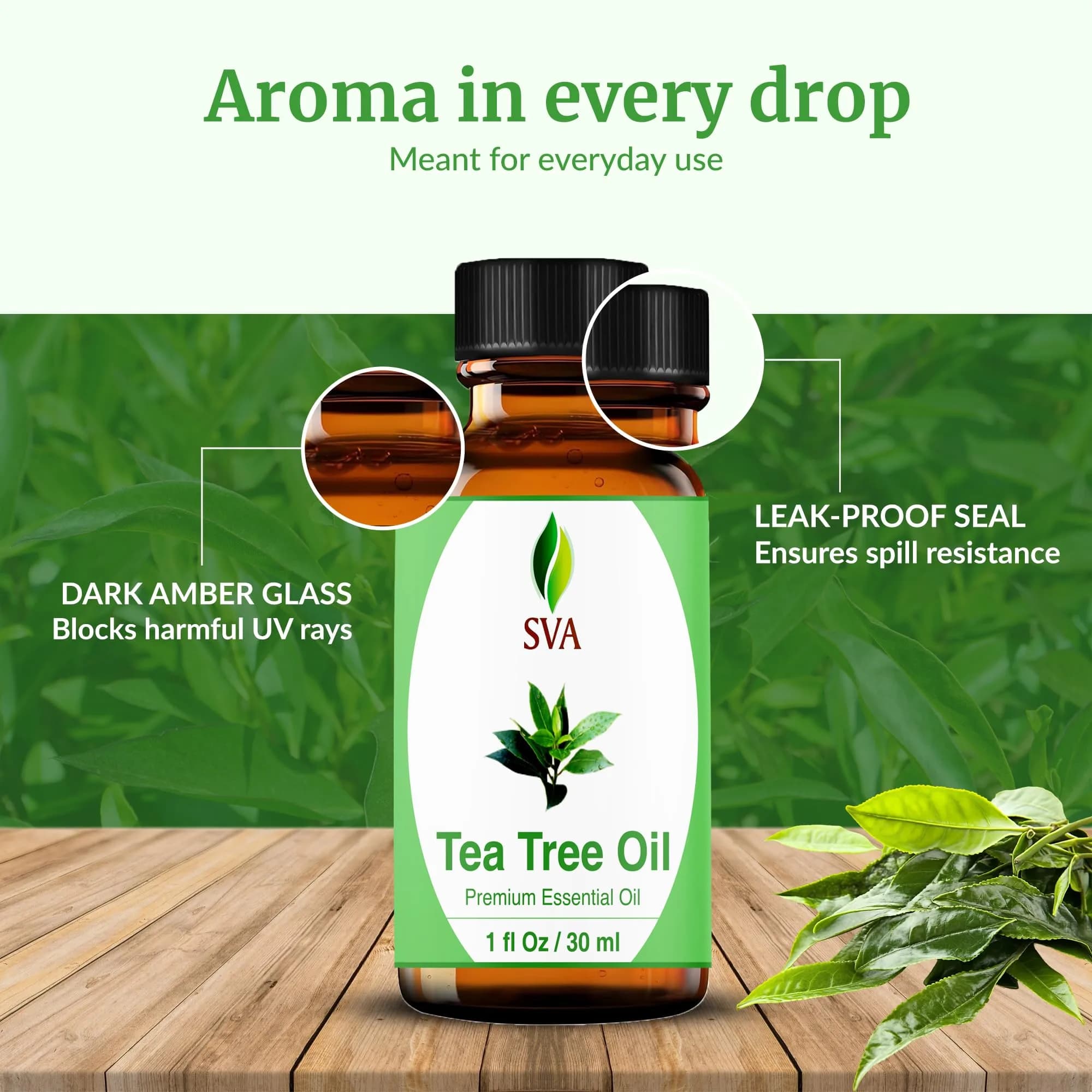SVA ORGANICS Tea Tree Essential Oil 30 ml (1 Fl Oz) | Pure & Potent for Skin, Hair, and Diffuser - view 7