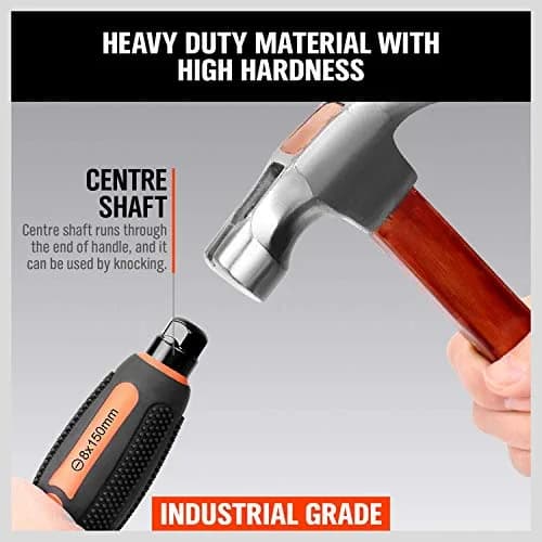 HORUSDY 6-Pieces Magnetic Screwdriver Set, 3 Phillips & 3 Flat Tips, Heat-Treated Cr-V Steel, Black Finish, 75-150mm | Comfort & Precision thumbnail 4