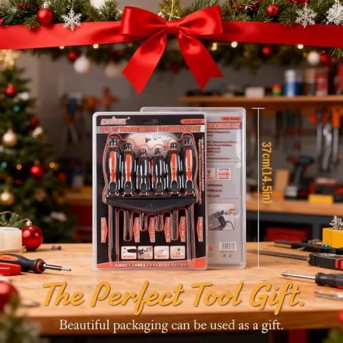 HORUSDY 6-Pieces Magnetic Screwdriver Set, 3 Phillips & 3 Flat Tips, Heat-Treated Cr-V Steel, Black Finish, 75-150mm | Comfort & Precision thumbnail 2