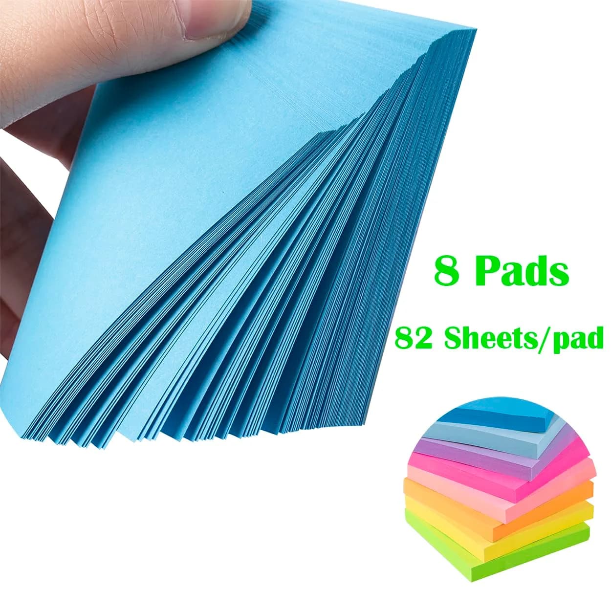 Vanpad Sticky Notes 3x3 Inches | Bright Colors Memo Pads (8 Pads, 82 Sheets/Pad) - view 3
