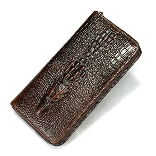 NIUCUNZH Genuine Leather Long Wallet for Men Croco Embossed Checkbook | Elegant & Durable thumbnail 1