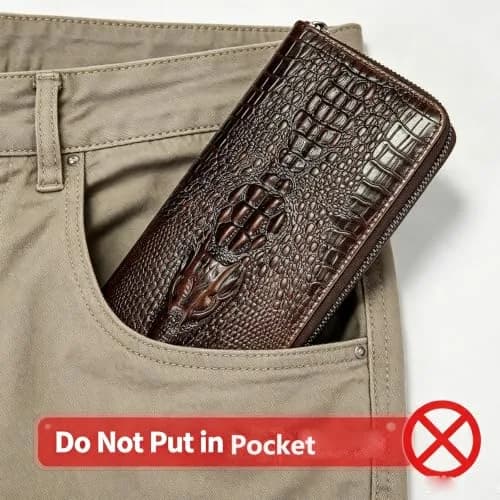 NIUCUNZH Genuine Leather Long Wallet for Men Croco Embossed Checkbook | Elegant & Durable thumbnail 2