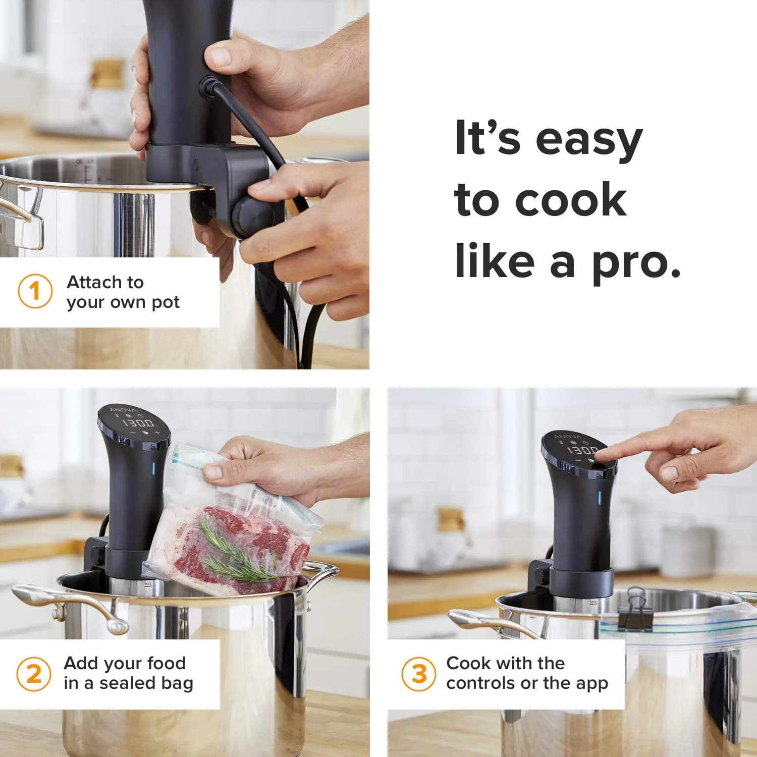 Anova Culinary Sous Vide Precision Cooker 2.0 (WiFi), 1000 Watts | 1.98 lb (0.89 kg) - view 2