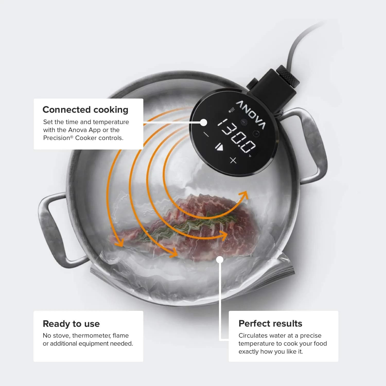 Anova Culinary Sous Vide Precision Cooker 2.0 (WiFi), 1000 Watts | 1.98 lb (0.89 kg) - view 3