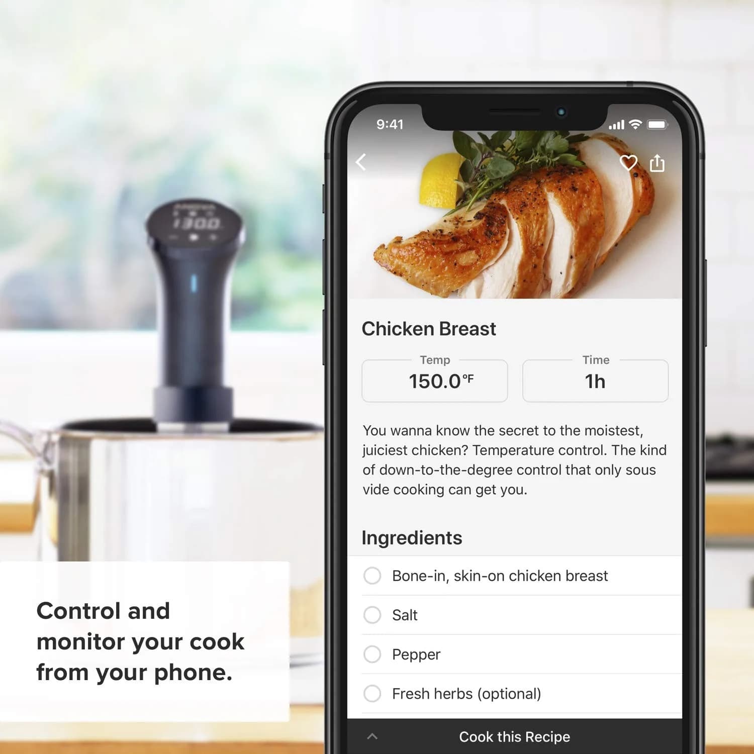 Anova Culinary Sous Vide Precision Cooker 2.0 (WiFi), 1000 Watts | 1.98 lb (0.89 kg) - view 4