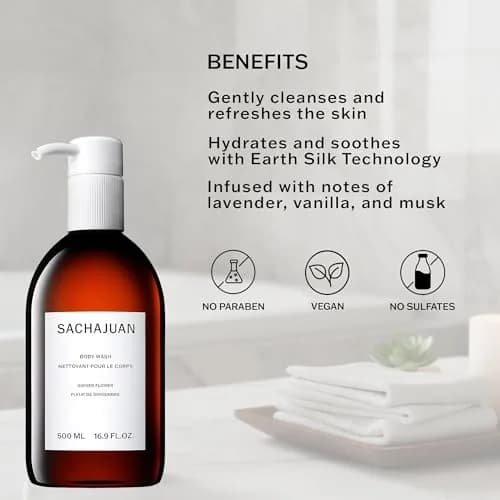 SACHAJUAN Body Wash Shiny Citrus Hydrating Cleanser 500ml (16.9 oz) | Gentle Cleansing with Earth Silk Technology thumbnail 2