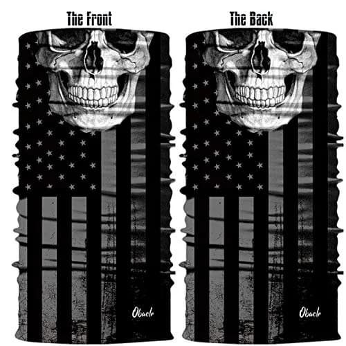 Obacle Skull Face Mask Sun UV Dust Wind Protection Tube Mask Seamless Bandana Skeleton Face Mask for Men Women Bike Riding Motorcycle Cycling Biker Outdoor Festival (Black Gray Skull White Face Flag) | All-Season Lightweight Breathable thumbnail 3