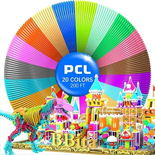 BBita 3D Printing Pen PCL Filament Refills 1.75mm | 20 Colors, 70℃ Low Melting Temp, Non-Toxic, 200 FT thumbnail 1