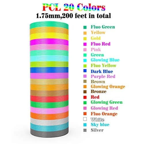 BBita 3D Printing Pen PCL Filament Refills 1.75mm | 20 Colors, 70℃ Low Melting Temp, Non-Toxic, 200 FT thumbnail 5