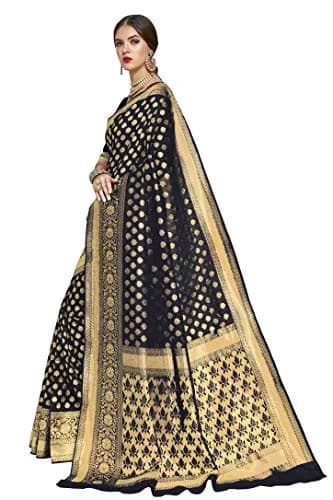 GLORY SAREES Women's Kanchipuram Art Silk Saree | Black Free Size, Elegant Festive Wear thumbnail 2