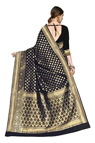 GLORY SAREES Women's Kanchipuram Art Silk Saree | Black Free Size, Elegant Festive Wear thumbnail 3