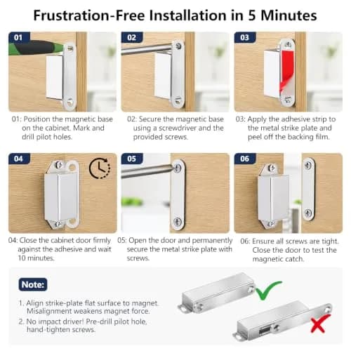 Onarway Magnetic Cabinet Magnets 40 lbs | Heavy Duty Stainless Steel Holders for Doors & Drawers thumbnail 4