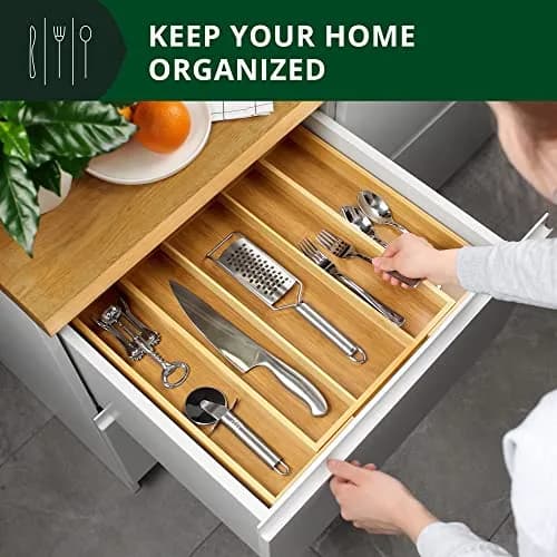 ROYAL CRAFT WOOD Luxury Bamboo Kitchen Drawer Organizer - Silverware Tray 5 Slot | Natural, Expandable & Water-Resistant thumbnail 6