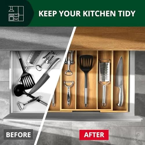 ROYAL CRAFT WOOD Luxury Bamboo Kitchen Drawer Organizer - Silverware Tray 5 Slot | Natural, Expandable & Water-Resistant thumbnail 7