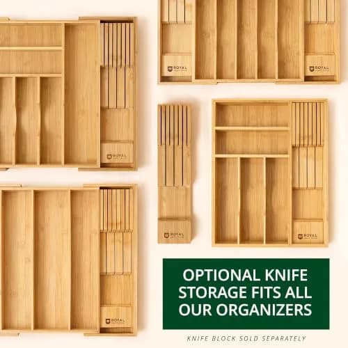 ROYAL CRAFT WOOD Luxury Bamboo Kitchen Drawer Organizer - Silverware Tray 5 Slot | Natural, Expandable & Water-Resistant thumbnail 9