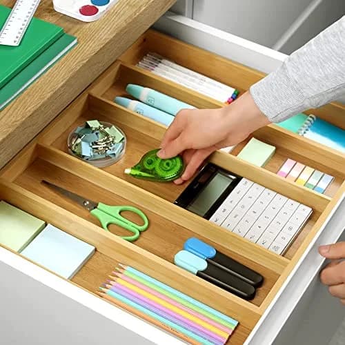 ROYAL CRAFT WOOD Luxury Bamboo Kitchen Drawer Organizer - Silverware Tray 5 Slot | Natural, Expandable & Water-Resistant thumbnail 3