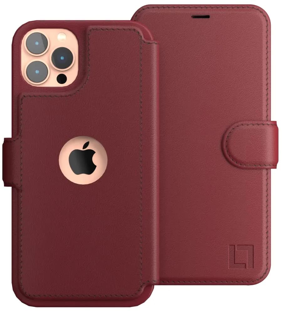 LUPA Legacy Compatible for iPhone 11 Pro Max Wallet Case - Slim Flip Case with Credit Card Holder in Burgundy — Burgundy