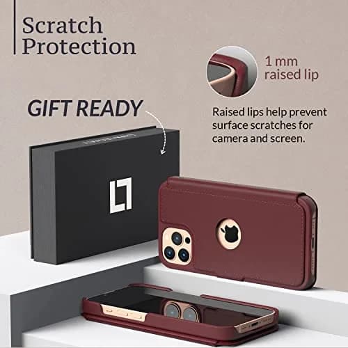 LUPA Legacy Compatible for iPhone 11 Pro Max Wallet Case - Slim Flip Case with Credit Card Holder in Burgundy thumbnail 4