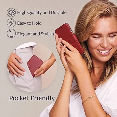 LUPA Legacy Compatible for iPhone 11 Pro Max Wallet Case - Slim Flip Case with Credit Card Holder in Burgundy thumbnail 6