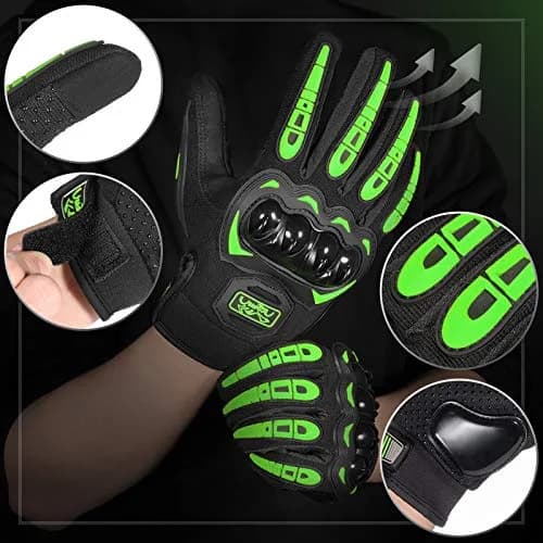 COFIT Motorcycle Gloves Breathable, Touchscreen, Hard Knuckles, Anti-Slip, Good Grip, Men Women, Motocross, BMX, ATV, MTB, Cycling, Road Racing, Green L thumbnail 2