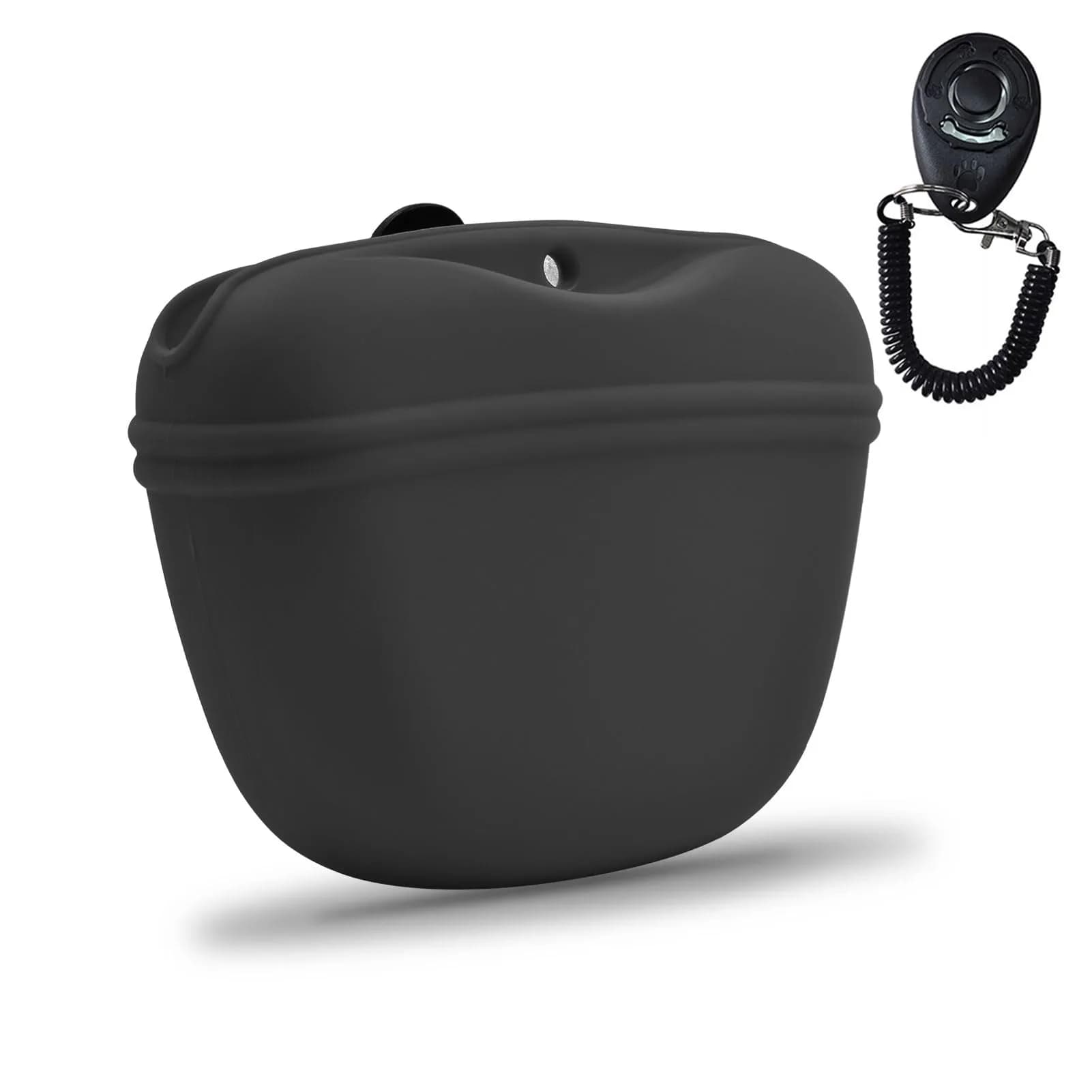 AUDWUD Silicone Dog Treat Pouch with Clicker & Magnetic Closure | Dark Grey, 1 Pack — Dark grey