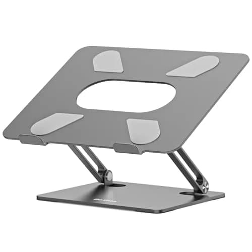 BoYata Adjustable Laptop Stand for Laptops up to 17 Inches, Space Grey | Sturdy Alloy Steel with Ventilation thumbnail 1