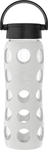 Lifefactory 22oz Glass Water Bottle with Classic Chug Cap, Stone Gray | Pure Taste & Wide Mouth Access thumbnail 1