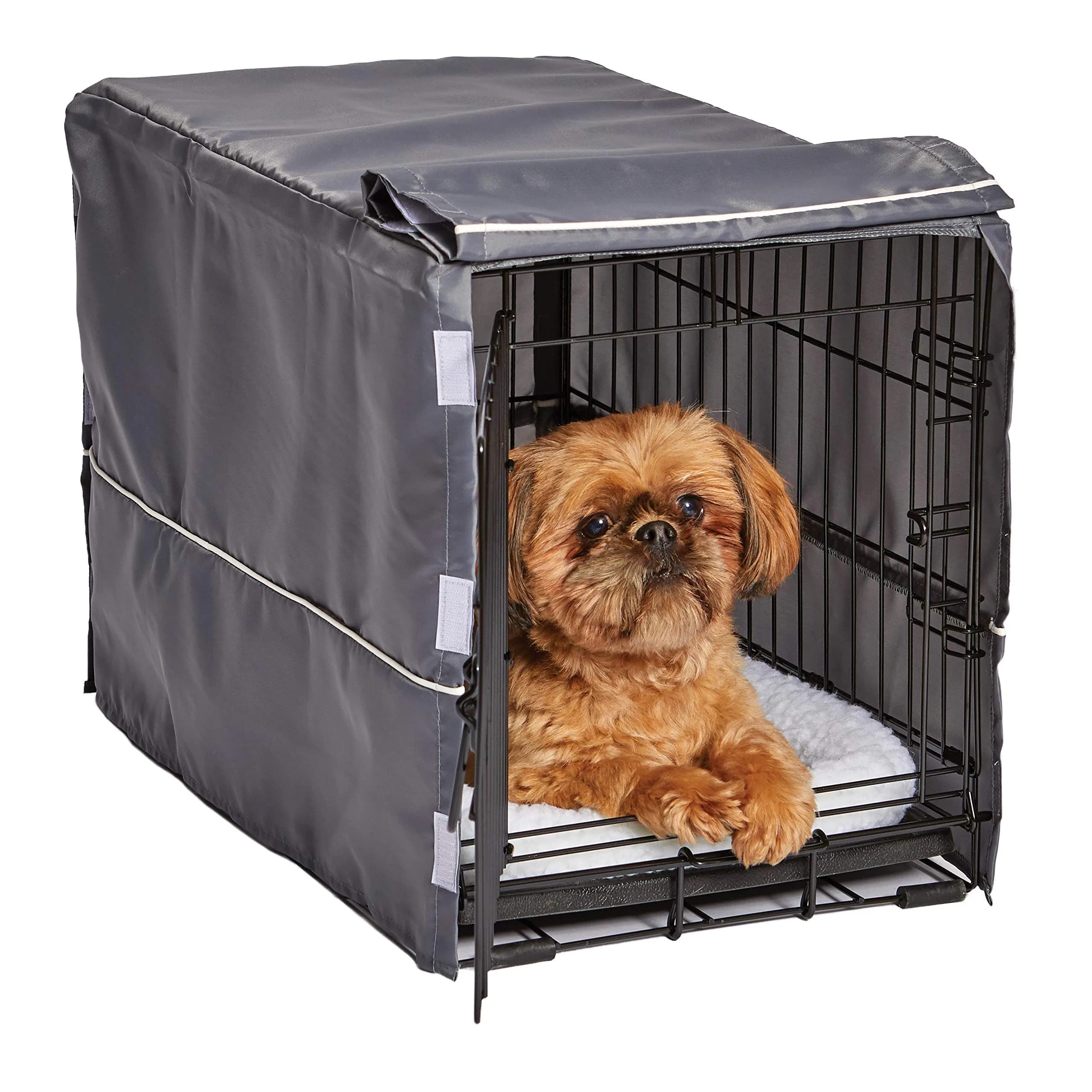 New World Midwest Homes for Pets XS Dog Crate Cover, Polyester Privacy Kennel Cover Fits Most 22-inch Crates, Light Gray, Machine Washable, Reduces Barking & Chewing - main product image