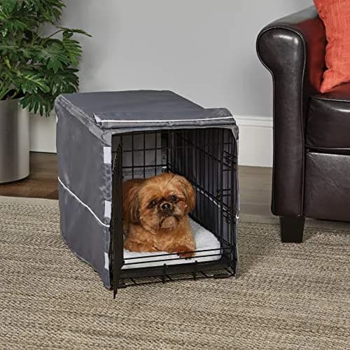 New World Midwest Homes for Pets XS Dog Crate Cover, Polyester Privacy Kennel Cover Fits Most 22-inch Crates, Light Gray, Machine Washable, Reduces Barking & Chewing thumbnail 2