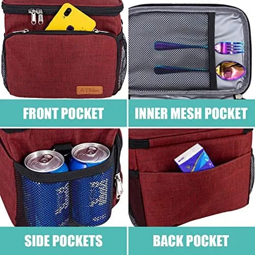 Tiblue Insulated Reusable Lunch Bag for Adults/Kids | Leakproof Freezable Cooler with Adjustable Strap thumbnail 5