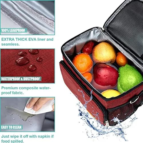 Tiblue Insulated Reusable Lunch Bag for Adults/Kids | Leakproof Freezable Cooler with Adjustable Strap thumbnail 6