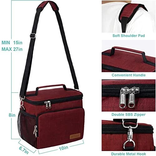 Tiblue Insulated Reusable Lunch Bag for Adults/Kids | Leakproof Freezable Cooler with Adjustable Strap thumbnail 2