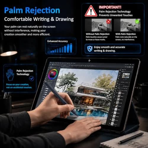 hacey Stylus Pen for Surface Pro & Tablets (Black) | 1024 Pressure, Palm Rejection, Long Battery thumbnail 4