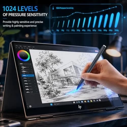 hacey Stylus Pen for Surface Pro & Tablets (Black) | 1024 Pressure, Palm Rejection, Long Battery thumbnail 3
