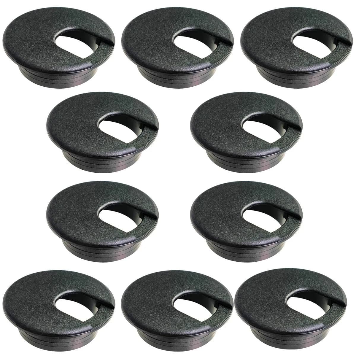 TTSAM Black Plastic Wire Cord Cable Grommets Hole Cover, 35mm (1-3/8 Inch) Mounting Hole Diameter | Pack of 6 — Pack of 10